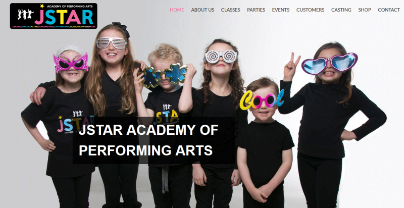 Full screen website for stage school