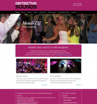 Mobile-friendly website design for mobile DJ and disco